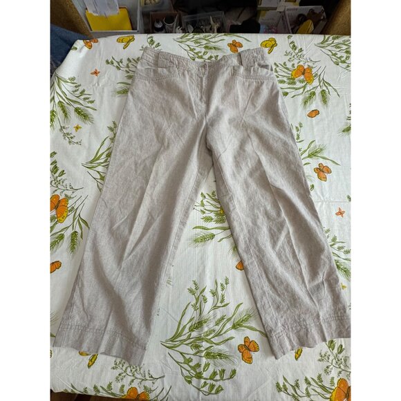 Ann Taylor Loft Womens Beige Linen-Blend Cropped Pants Size 4 - Picture 1 of 7